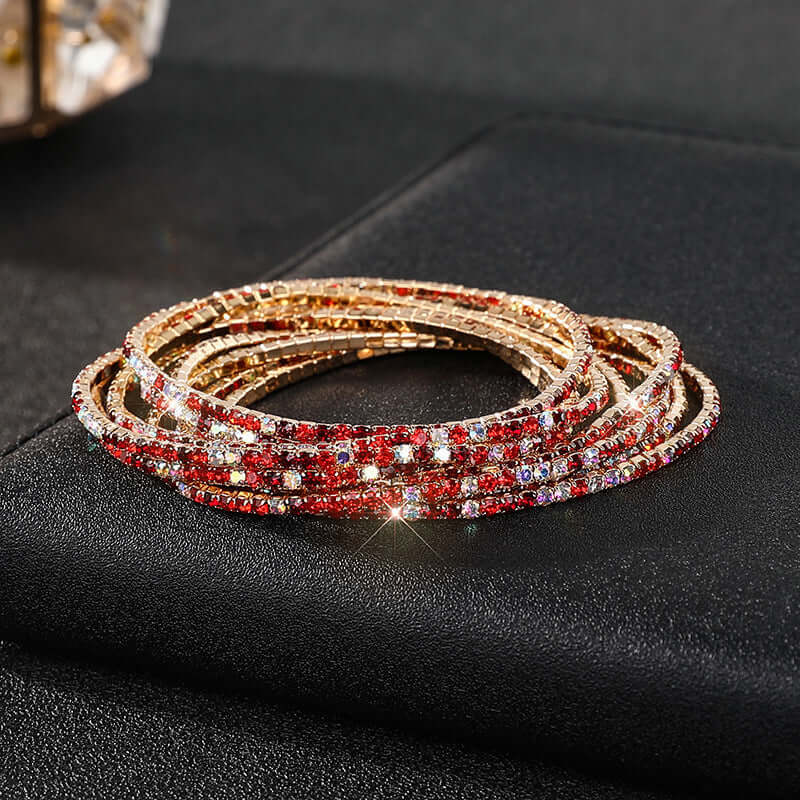 Diamond Embedded Stretch Bracelet 2mm Single Row Color