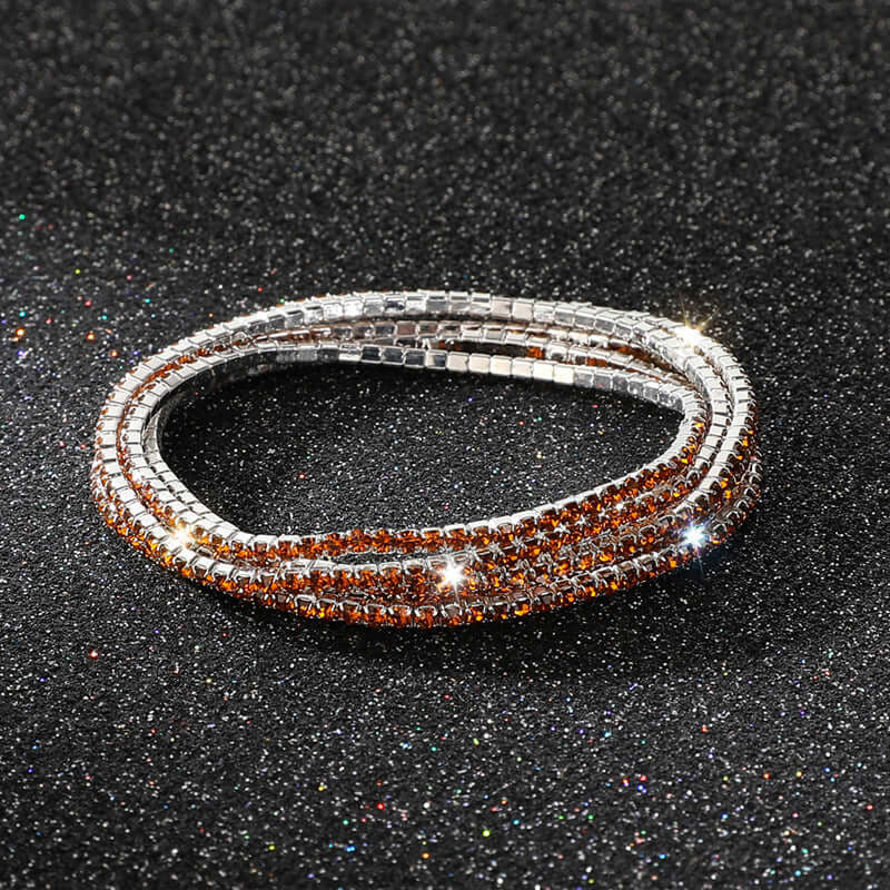 Diamond Embedded Stretch Bracelet 2mm Single Row Color