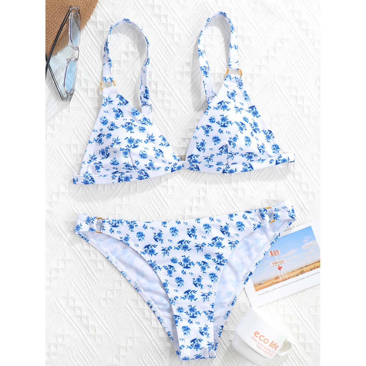 Split Printed Swimwear For Women With Chest Pads