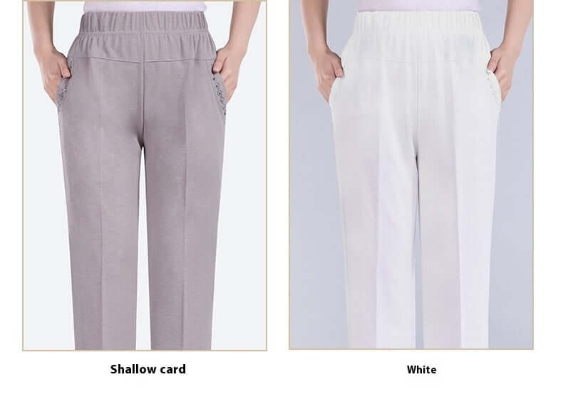 Summer Thin Ice Silk Casual Pants High Waist Elastic Plus Size