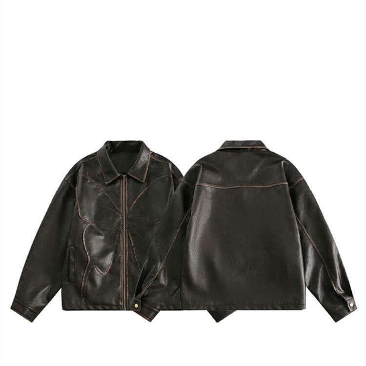 American Retro Fashion Brand Butterfly Leather Coat