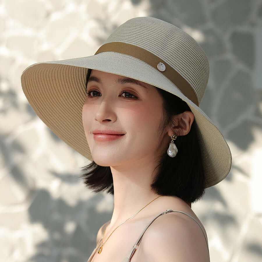 Encrypted Wide Brim Lace Up Sunproof Straw Hat Elegant