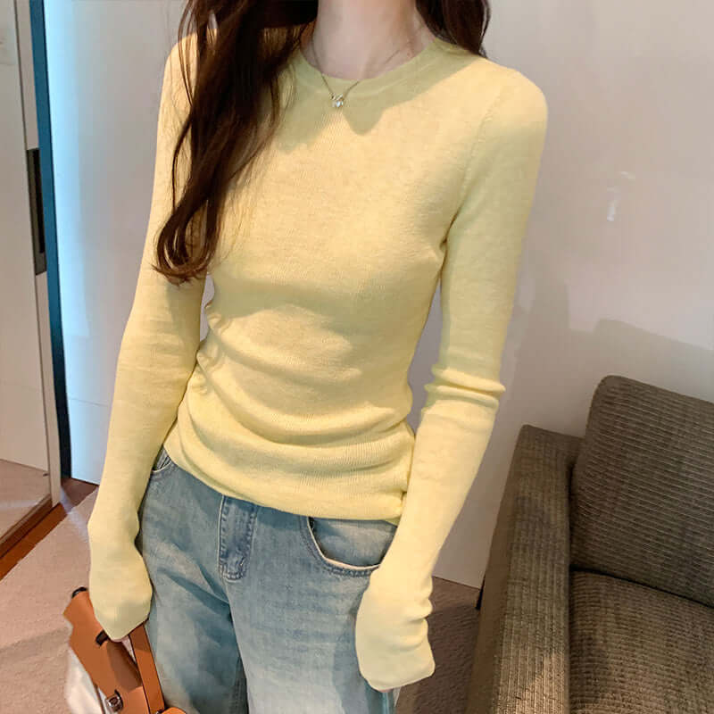 Thread Fitted Slimming Pullover Bottoming Sweater