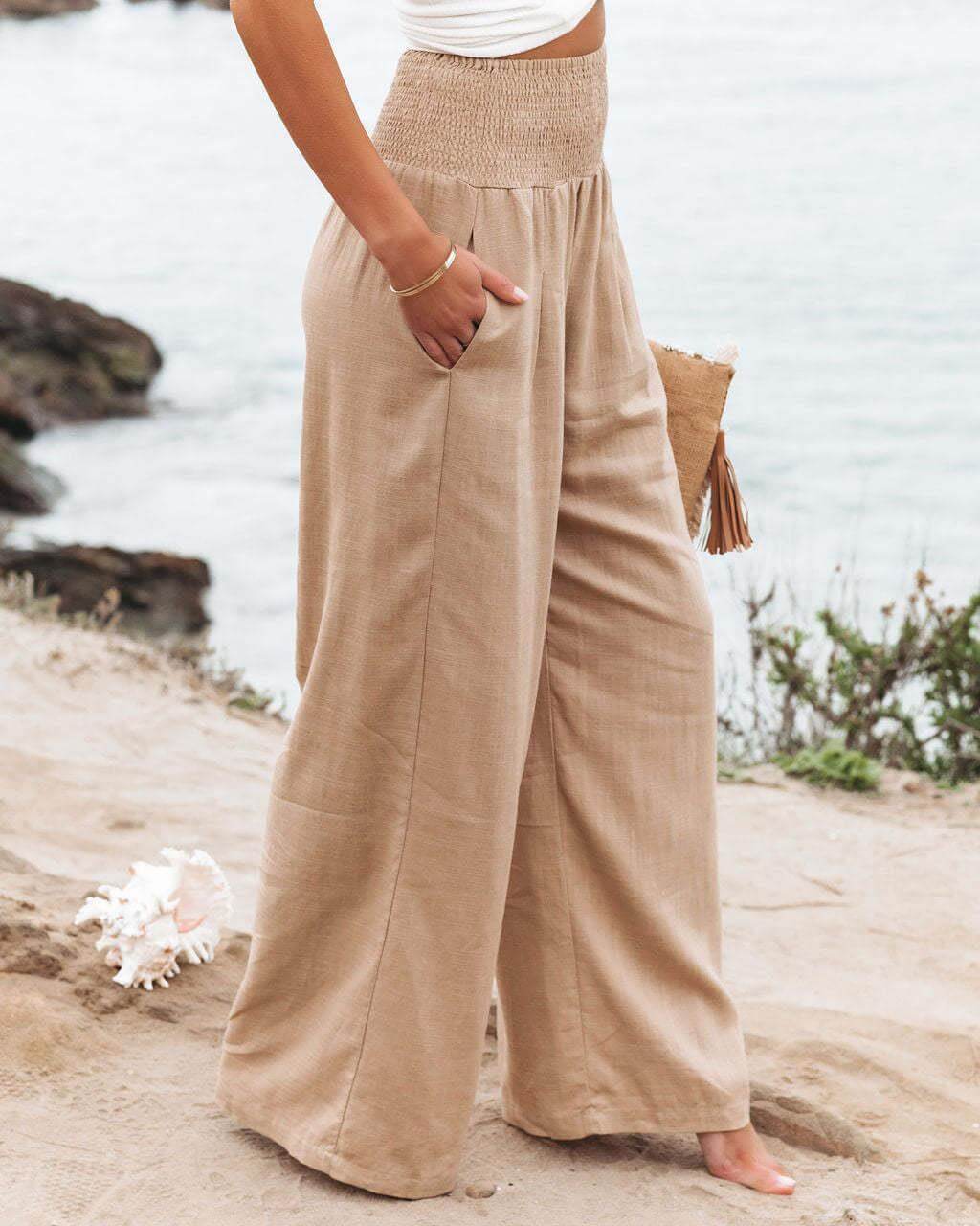 Casual Wide Leg Cotton And Linen Popular Loose Trousers