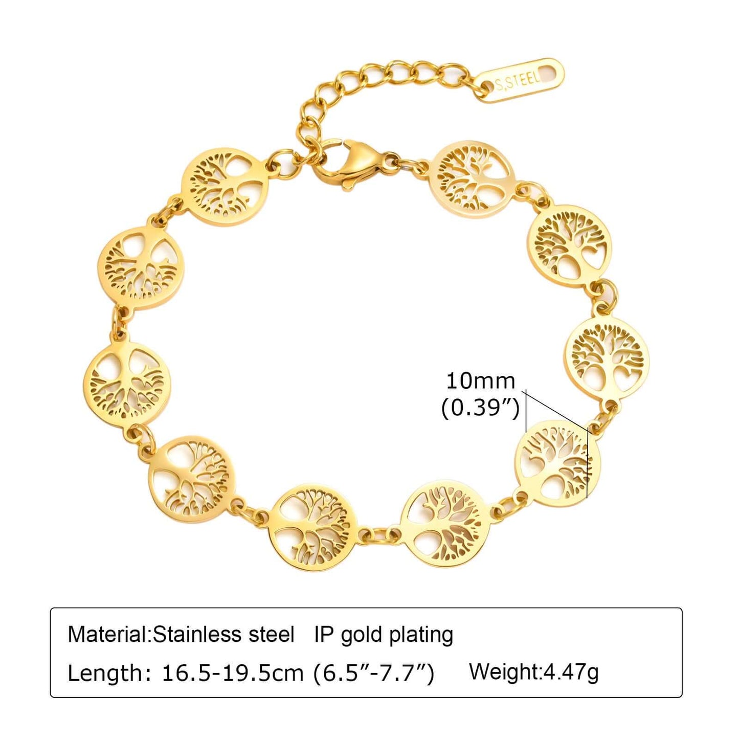 Lucky Tree Butterfly Wheat Triangle Geometric 18K Gold Bracelet