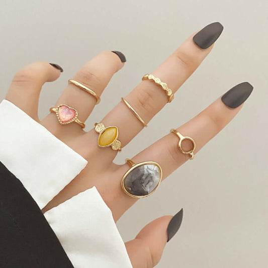 Classic Bohemian 7 Piece Ring Set