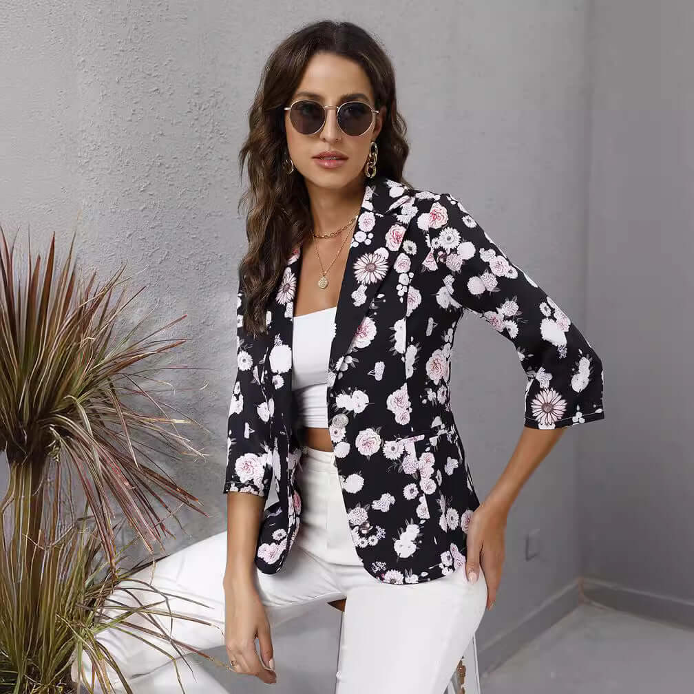 Women's Autumn Printing Lapel Jacket