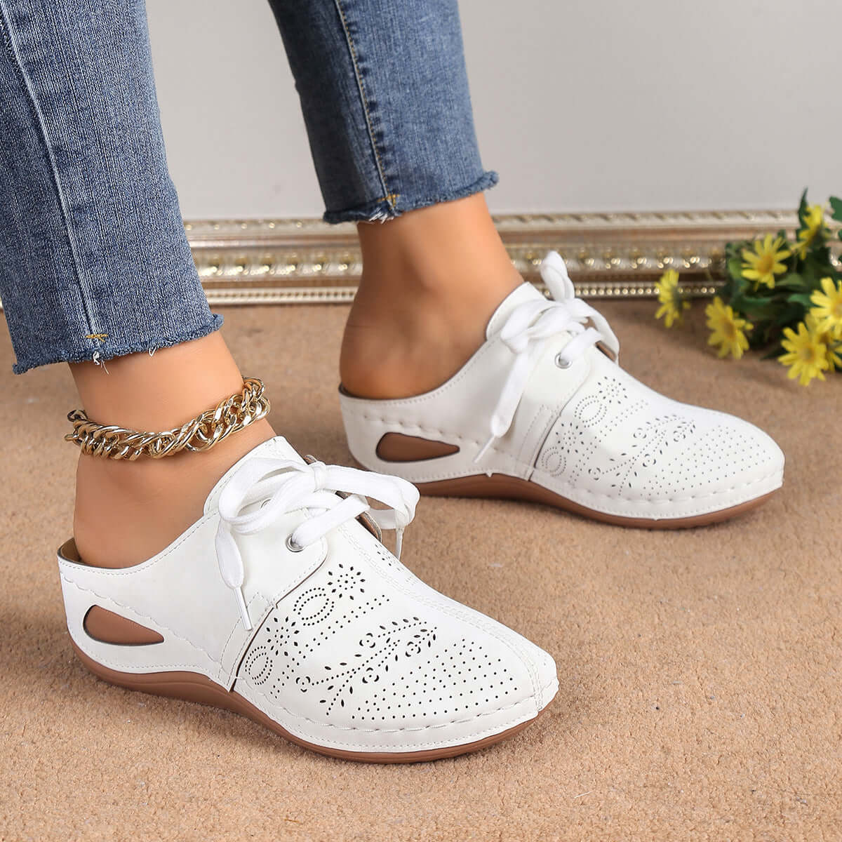 Summer Baotou Lace Up Slippers Outdoor Hollow Out Wedges Slippers For Women Sports Shoes