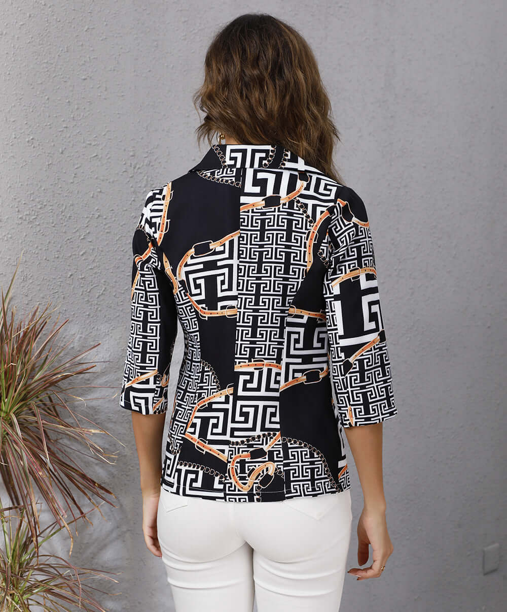 Women's Autumn Printing Lapel Jacket