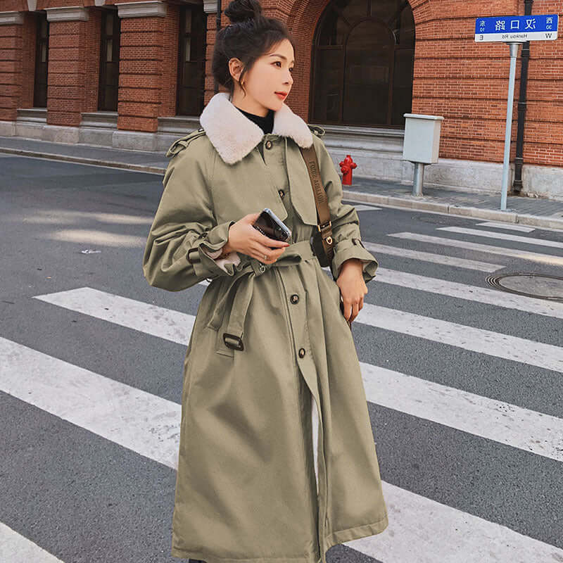 Mid Length Loose Waist Large Size Thick Coat