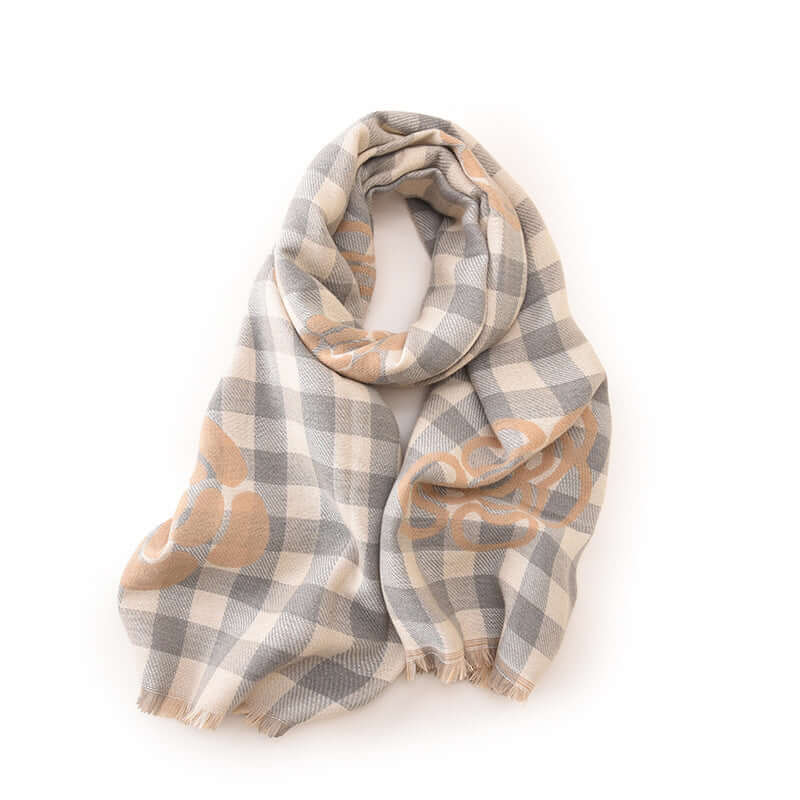 High Grade Cold Protection Autumn And Winter Thermal Plaid Scarf Printed Tassel Mid Length Shawl