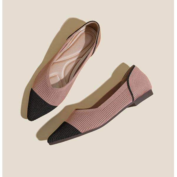 Pointed Toe Shallow Mouth Color Matching Flat Shoes