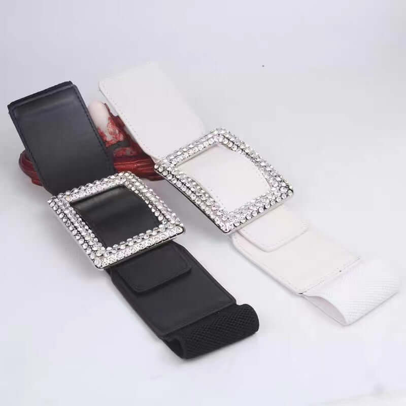 All Match Square Buckle Wide Belt Decorative Coat Elastic Waist Seal Belt