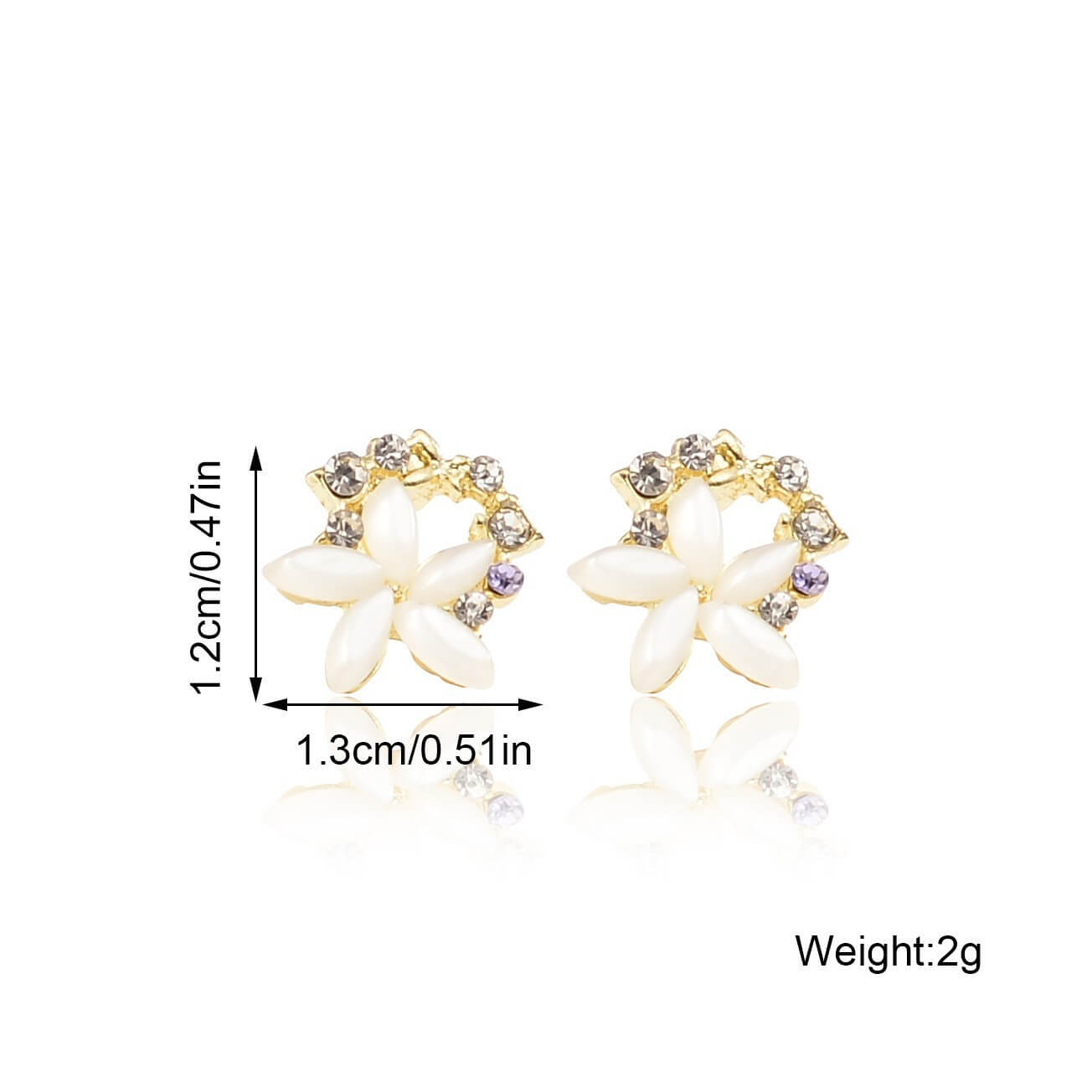 Girl Heart Zircon Flower Earrings Female Sweet Fashion Cat Eye Stone Earrings Exquisite Small And Versatile Earrings