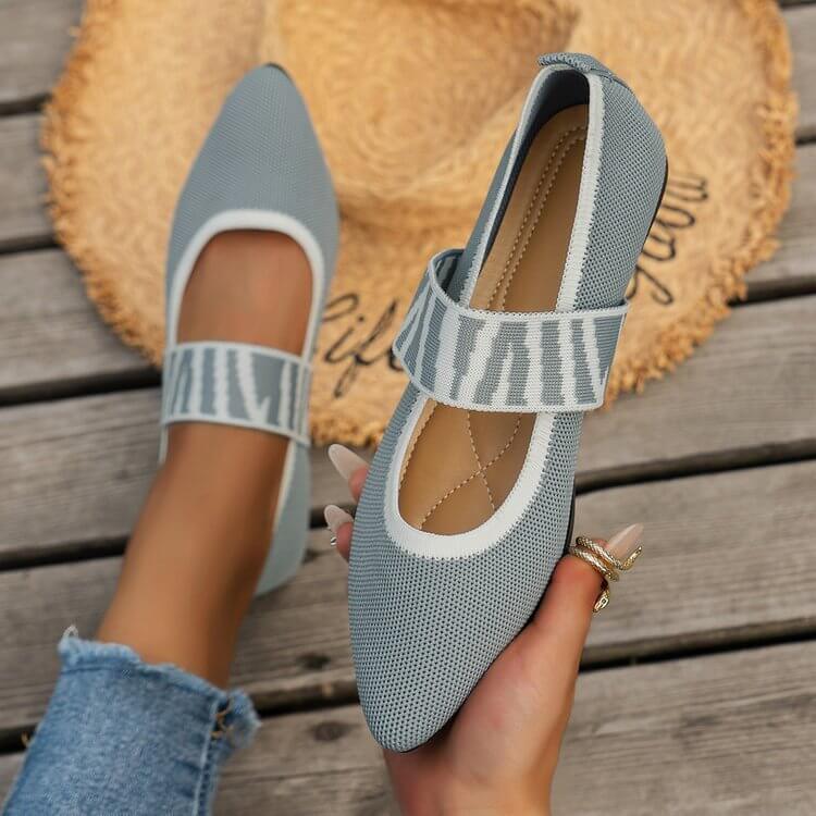 New Flying Woven Shallow Mouth Pointed Flat Shoes All Matching Shoes