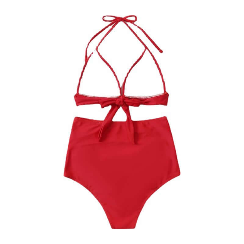 High Waist Triangle Tether Halter Bikini Swimwear