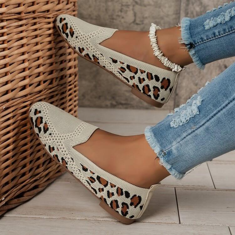 Square Toe Flat Bottom Flying Woven Pumps Female Slip On Casual Shoes