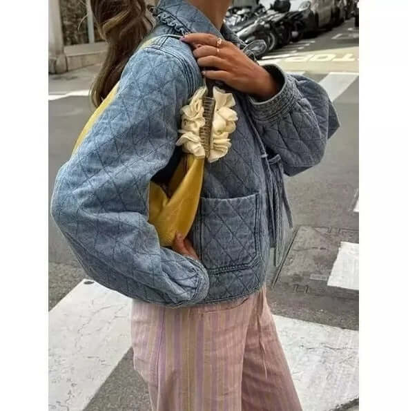 Women's Lapel Tied Denim Jacket