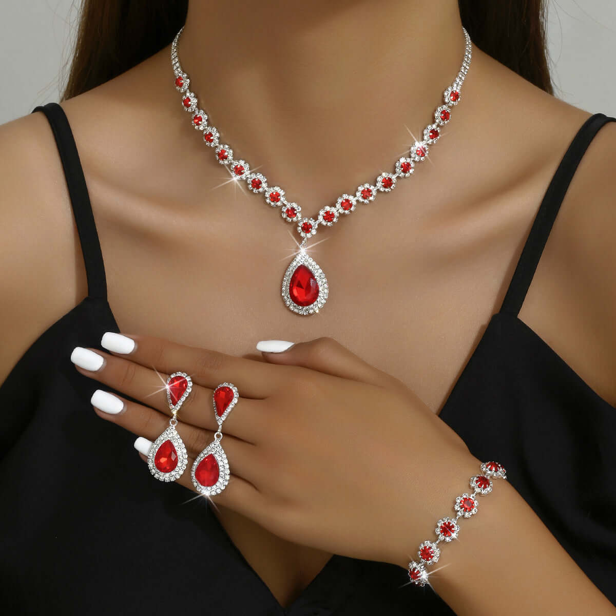 Fashion Jewelry Bridal Jewelry Suit Necklace Ear Stud Bracelet Three Piece Set