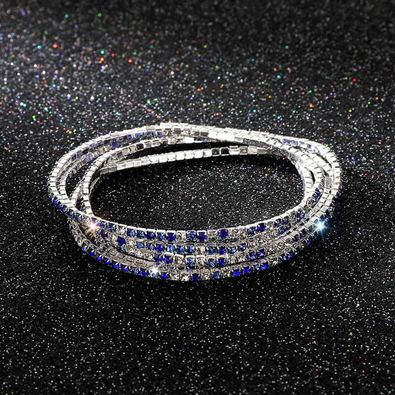 Diamond Embedded Stretch Bracelet 2mm Single Row Color