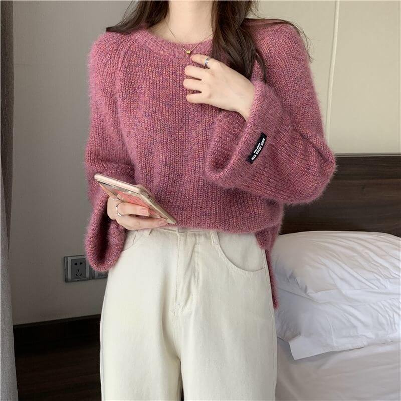 Milk Style Wear Top Gentle Colorful Dots Lazy Loose All Match Sweater