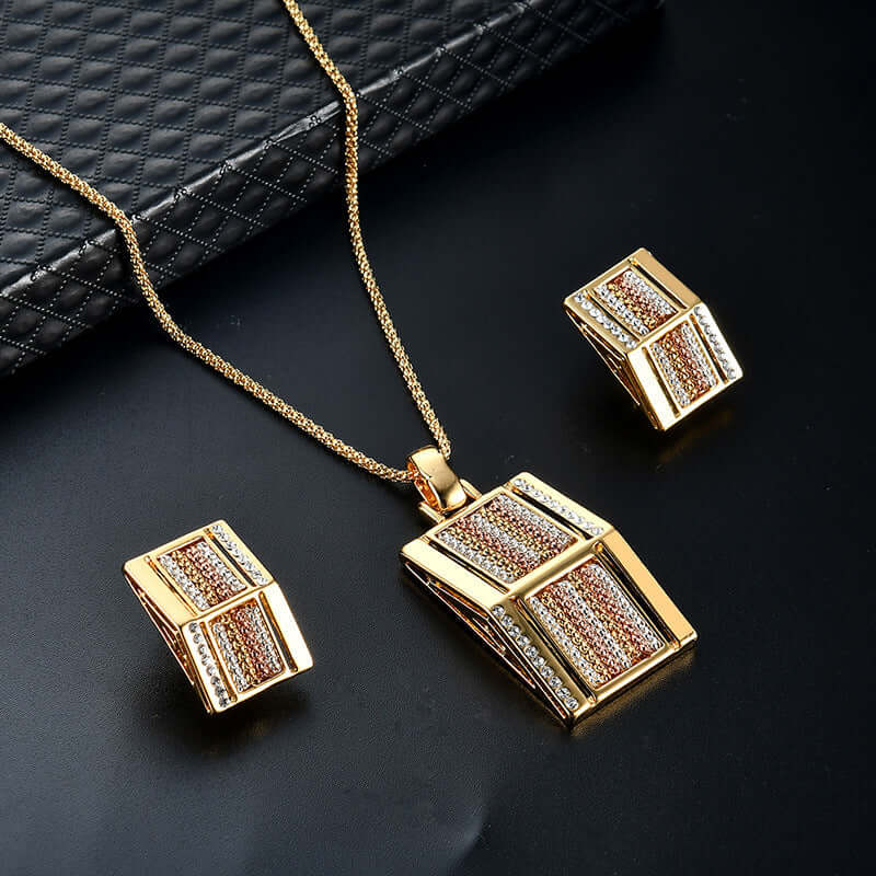 Exaggerated Jewelry Series Square Alloy Two Piece Jewelry