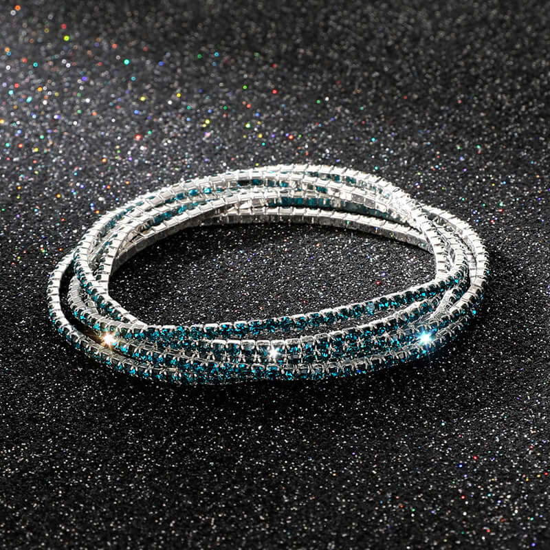 Diamond Embedded Stretch Bracelet 2mm Single Row Color