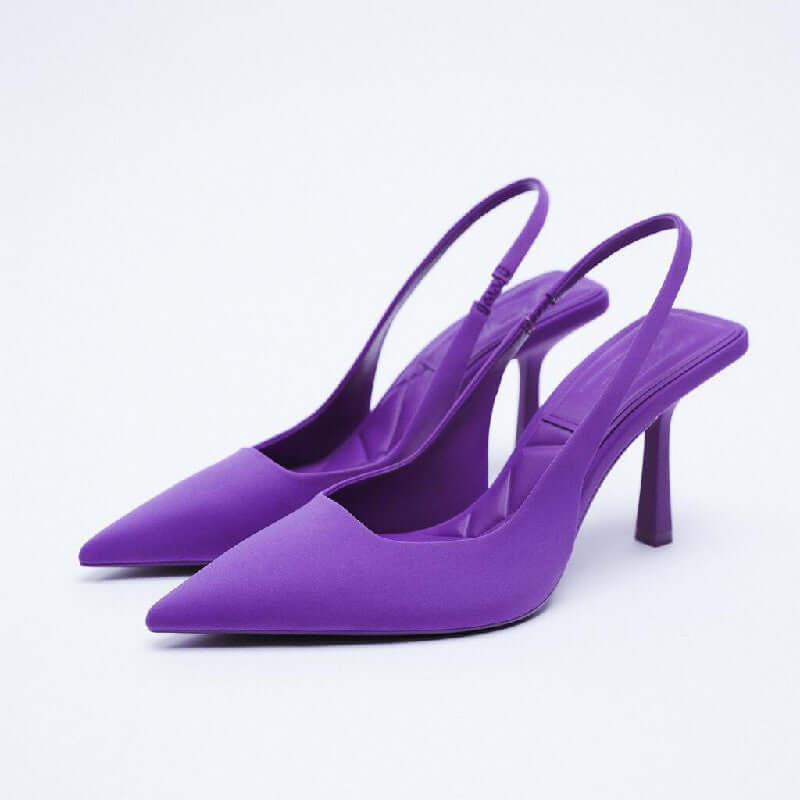 High Heel Mules Purple Pointed Toe Elegant Stiletto Heel