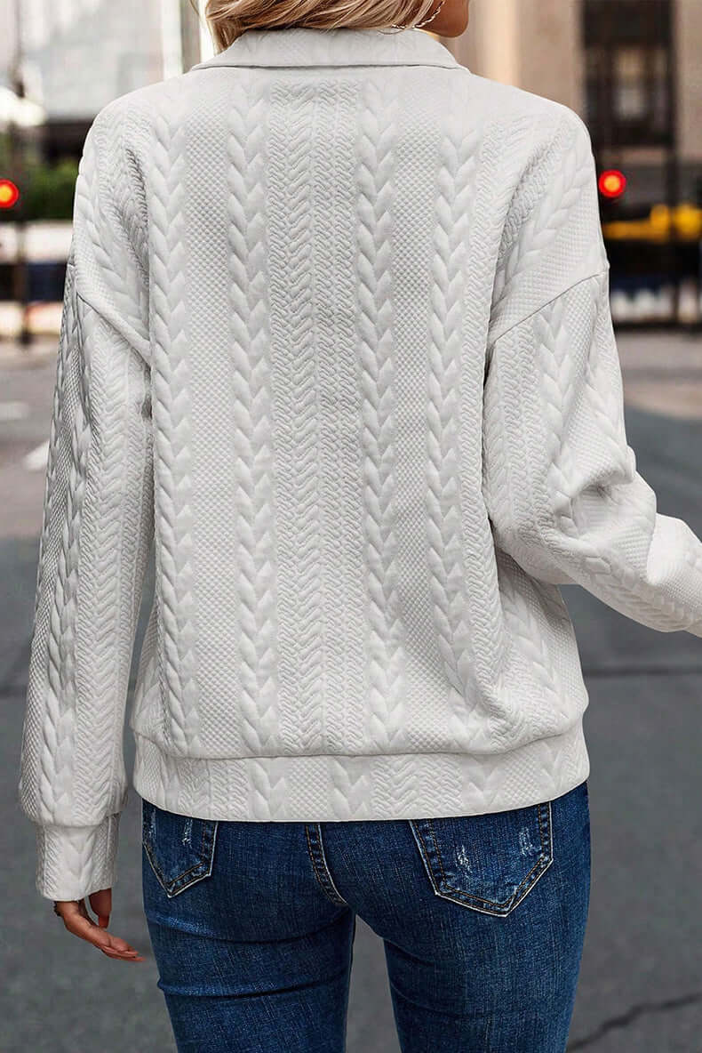 Half Cardigan Zipper And Lapel Pullover Leisure Simple Pullover