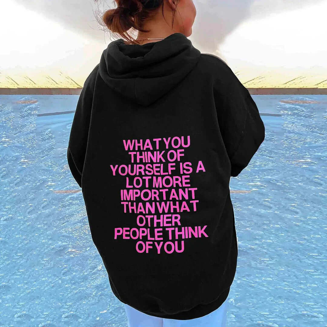 Cute Letters 3D Printed Pullover Loose Hooded Sweater