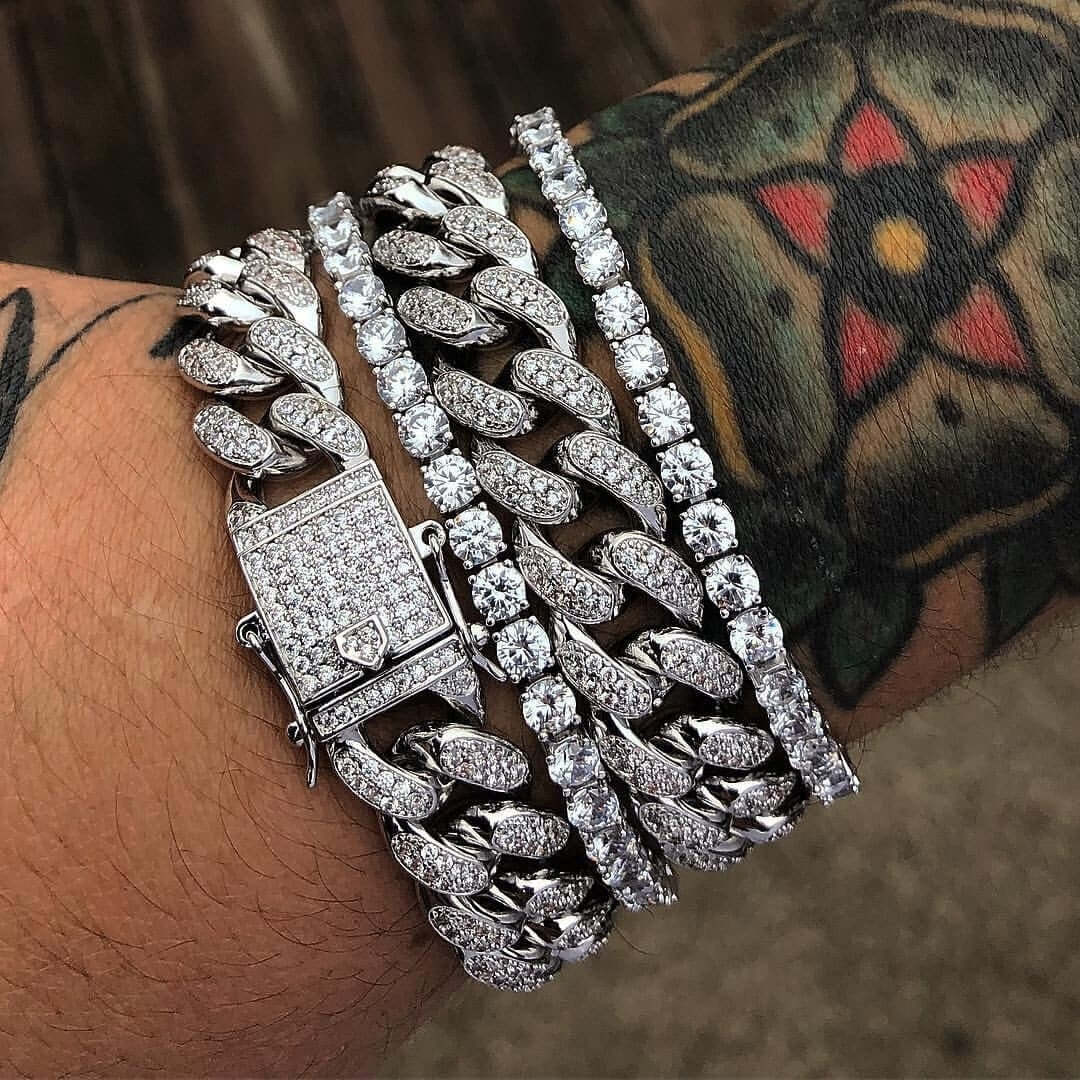 Cuban Diamond Link Chain Hiphop Bracelet