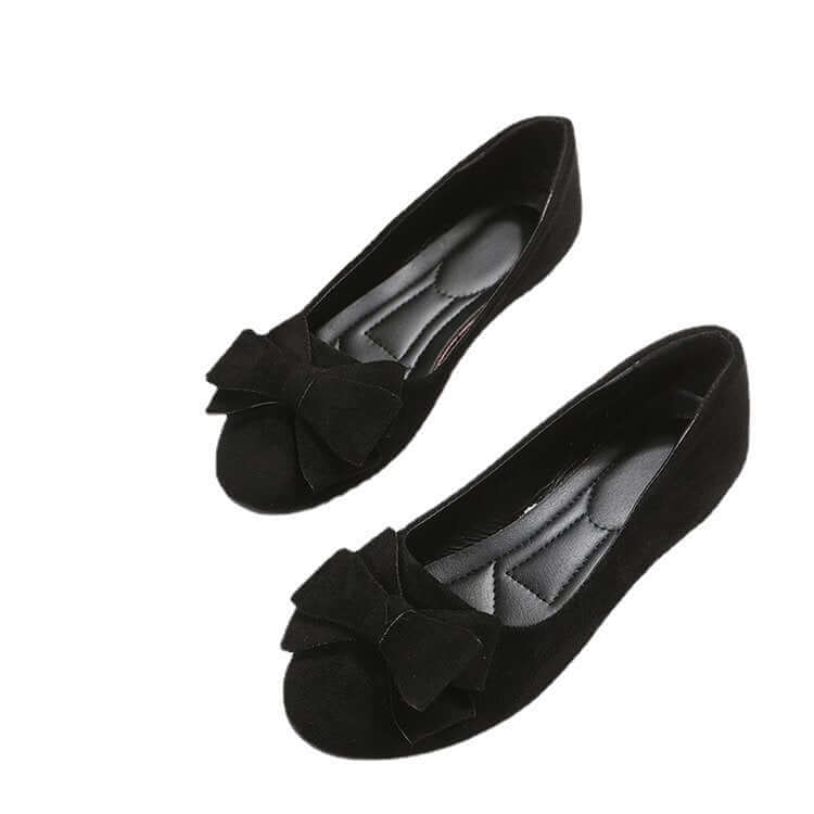 Plus Size Flat Casual Shoes Women's Suede Bow Round Head Gommino