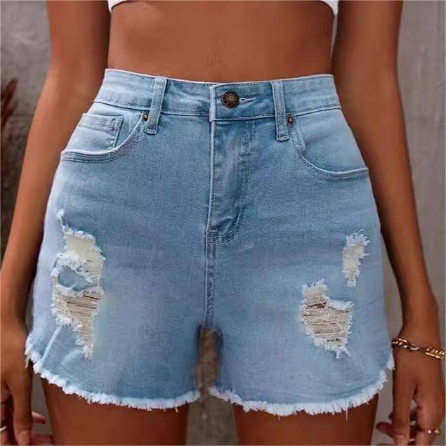 Fashion Wash High Waist Jeans Women's Summer New Slim Wear Casual Short Shorts