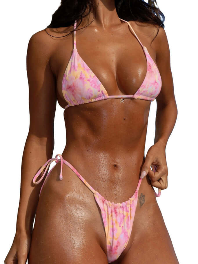 Two-Piece Vacation Women's Printed Tie Bikini Suit