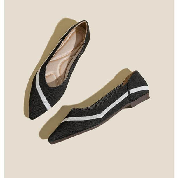 Pointed Toe Shallow Mouth Color Matching Flat Shoes