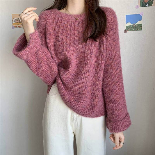 Milk Style Wear Top Gentle Colorful Dots Lazy Loose All Match Sweater