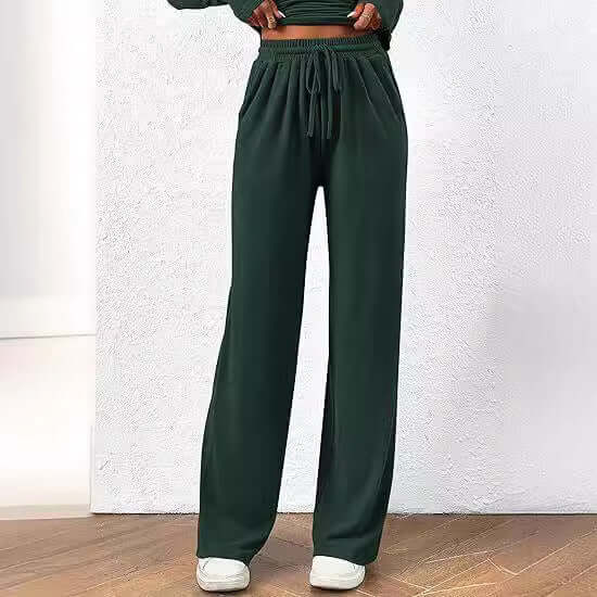 Casual Suit Asymmetric Long Sleeved T Shirt Wide Leg Pants Sportswear