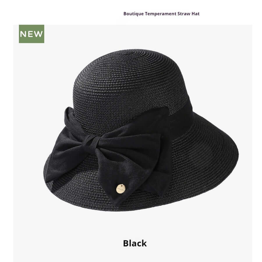 Light Luxury High End Encryption Straw Summer Wide Brim Show Face Small Temperament Sun Hat