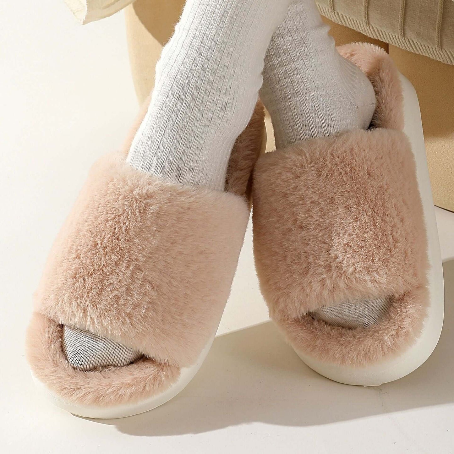 Fairy Style Thick Soled Eva Fluffy Slippers Women's Outer Wear