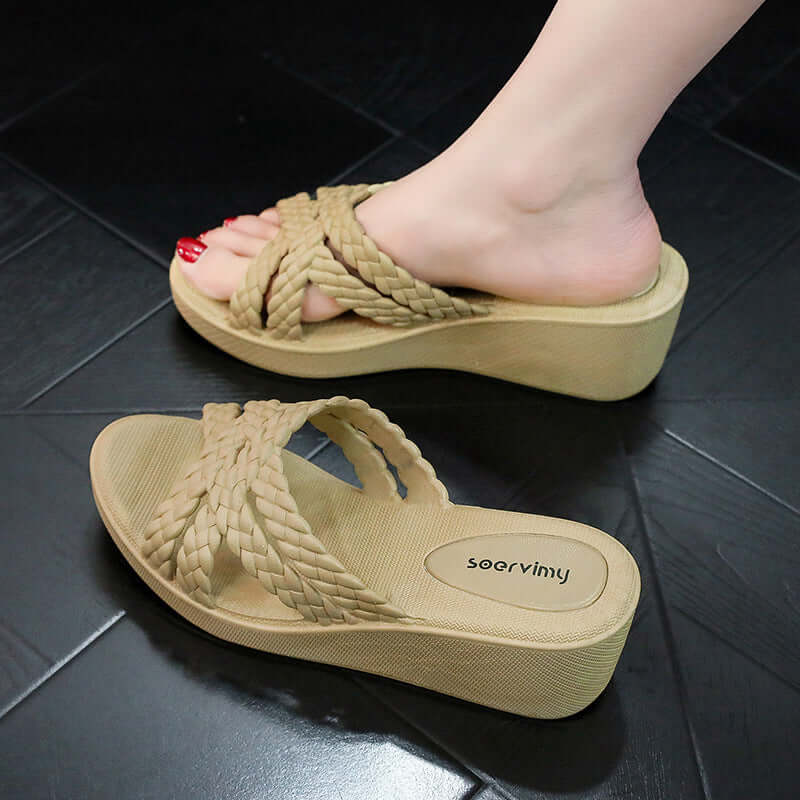 Women's Fashion Wedge High Heel Slippers