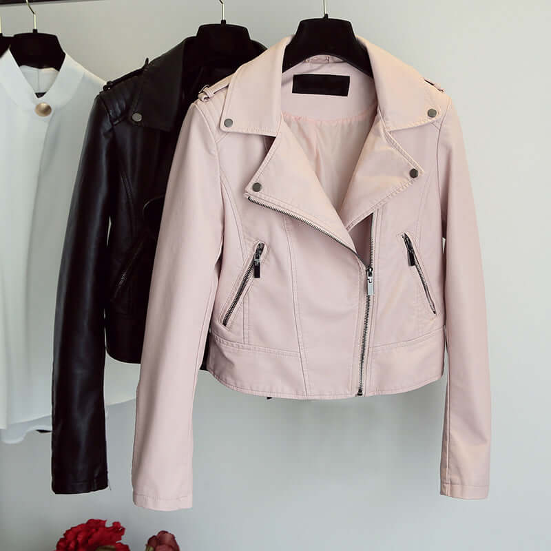 PU Short Women's Small Leather Jacket