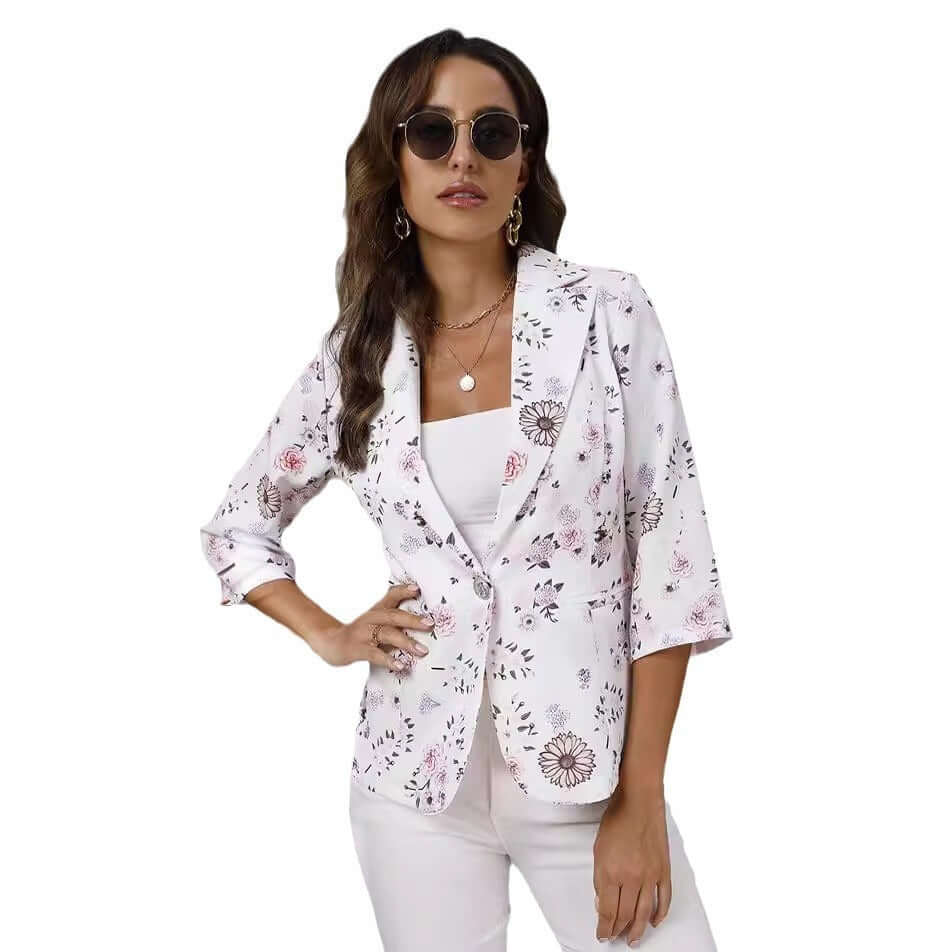 Women's Autumn Printing Lapel Jacket