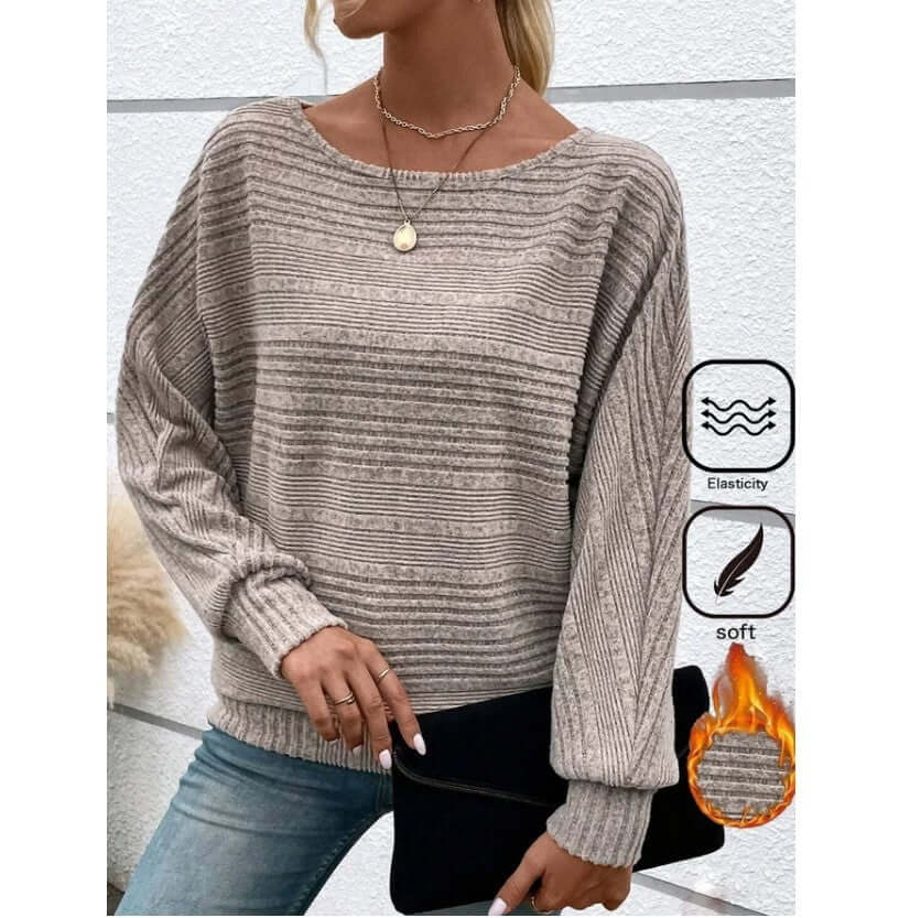 Women's Casual Solid Color Long Sleeved Round Neck Patchwork Pullover