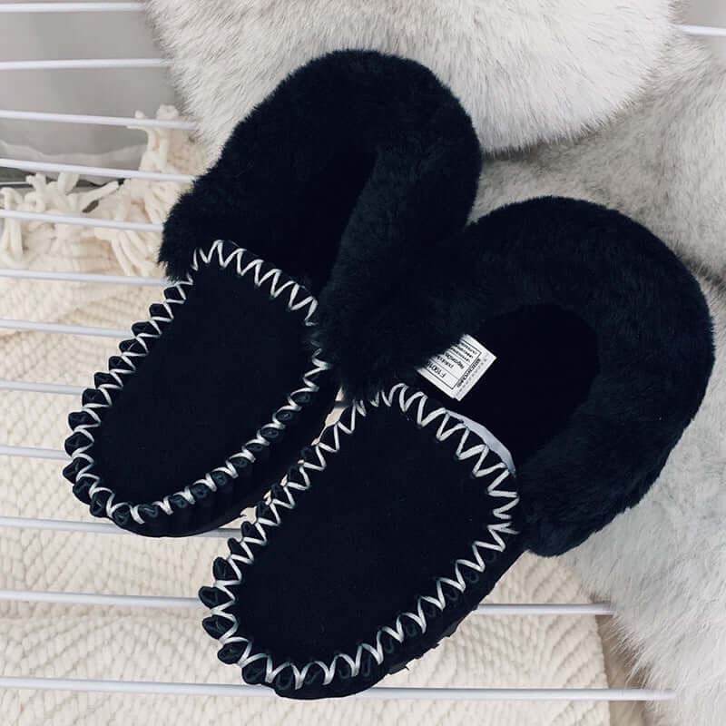 Autumn And Winter Fleece Lined Loafers Women's Slippers