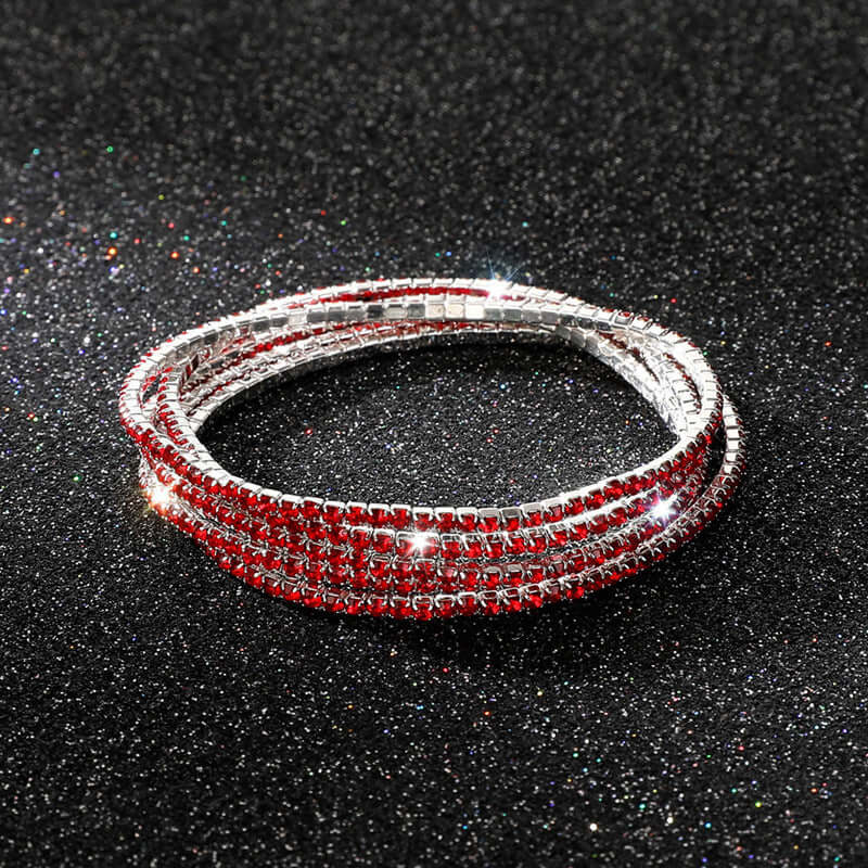 Diamond Embedded Stretch Bracelet 2mm Single Row Color