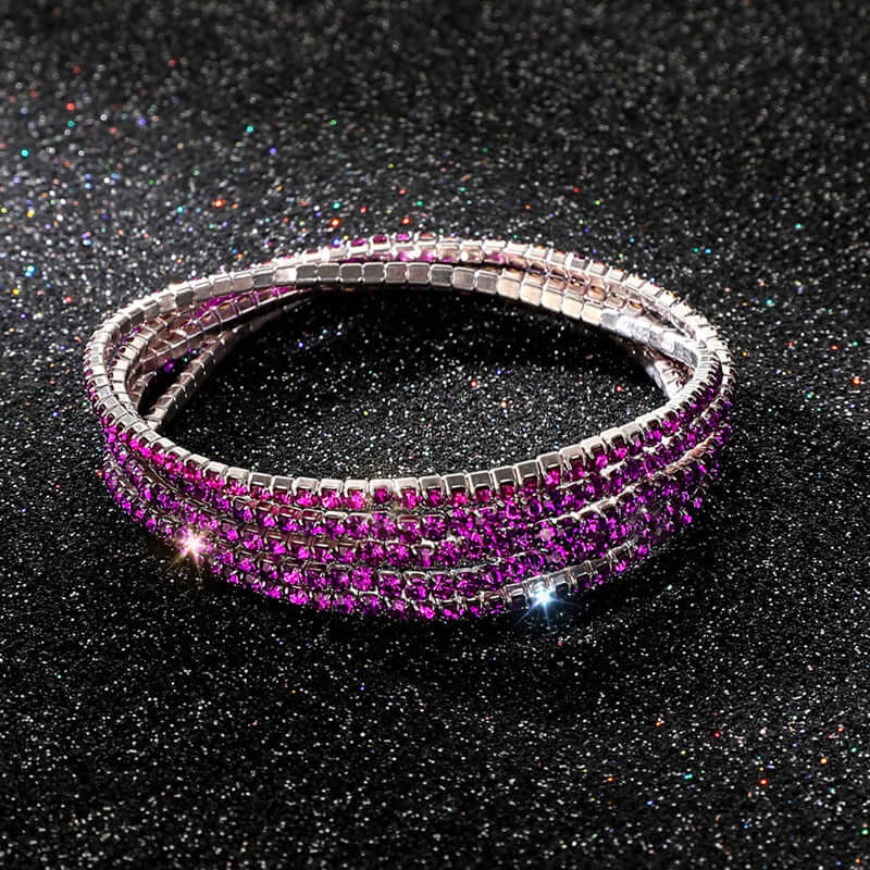 Diamond Embedded Stretch Bracelet 2mm Single Row Color