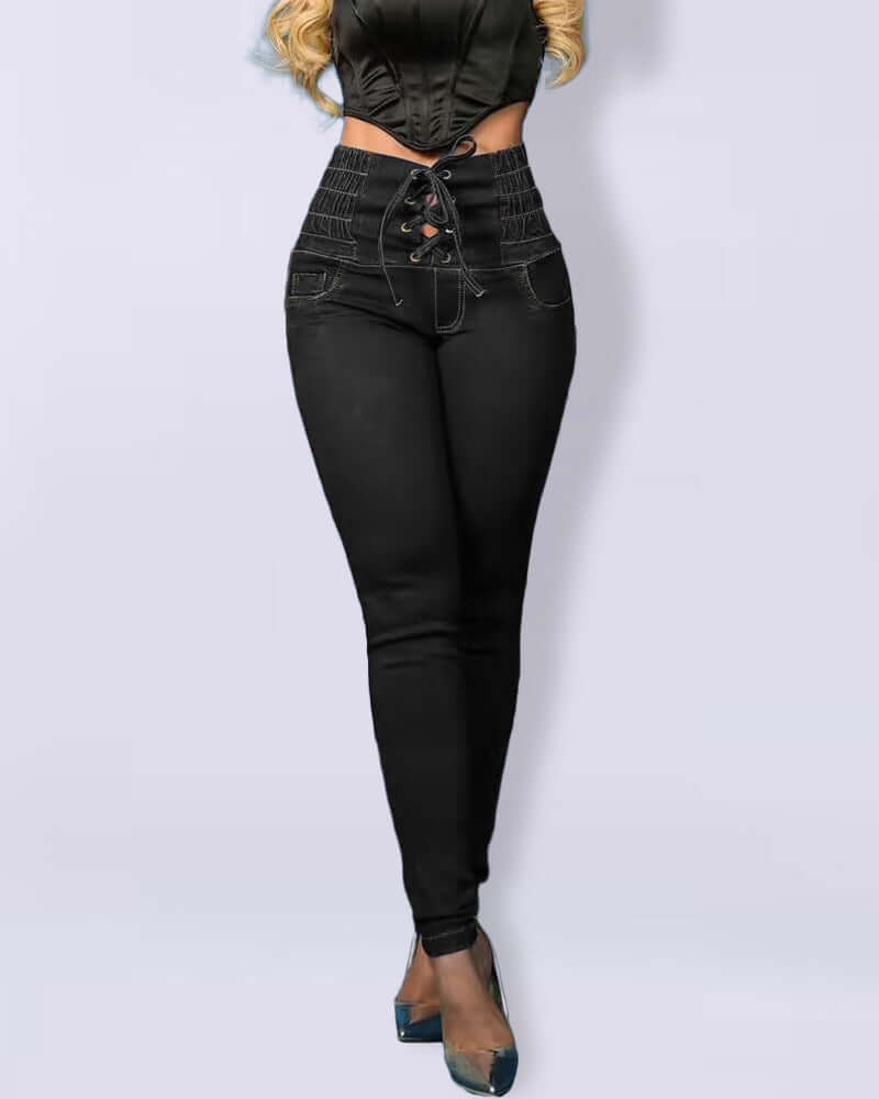 Tied Slim Fit Skinny Women's High Waist Hip Lift Jeans