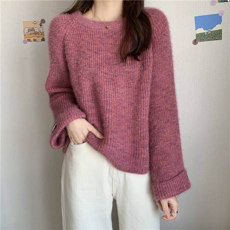 Milk Style Wear Top Gentle Colorful Dots Lazy Loose All Match Sweater