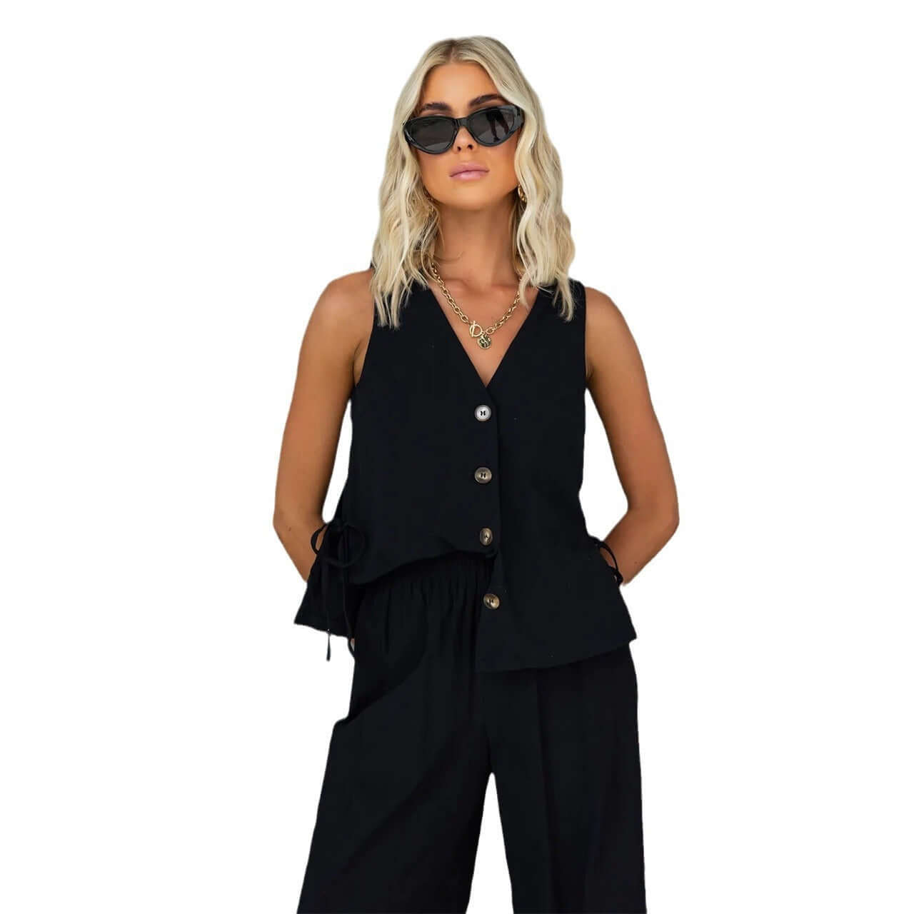 Vest Single Breasted Casual Fashionable Trousers Solid Color Suit