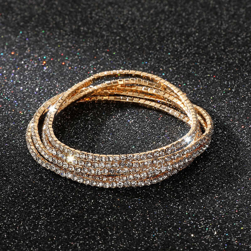 Diamond Embedded Stretch Bracelet 2mm Single Row Color